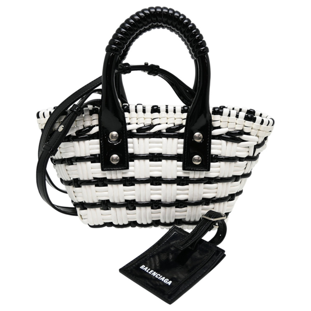 Balenciaga Bistro XXS Women's Handbag 678028 Enamel White x Black
